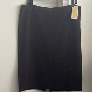 Micheal Kors skirt. Business casual. Burgundy with black design